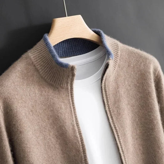 Men's Cashmere Zip Jacket Warm and Stylish - Perfect for Autumn