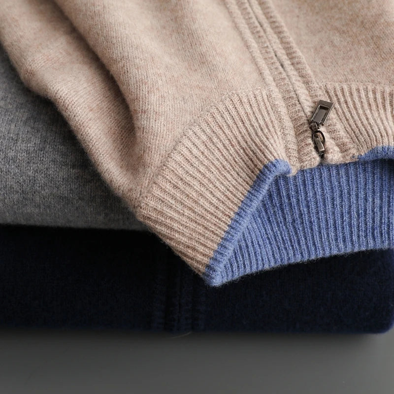 Men's Cashmere Zip Jacket Warm and Stylish - Perfect for Autumn