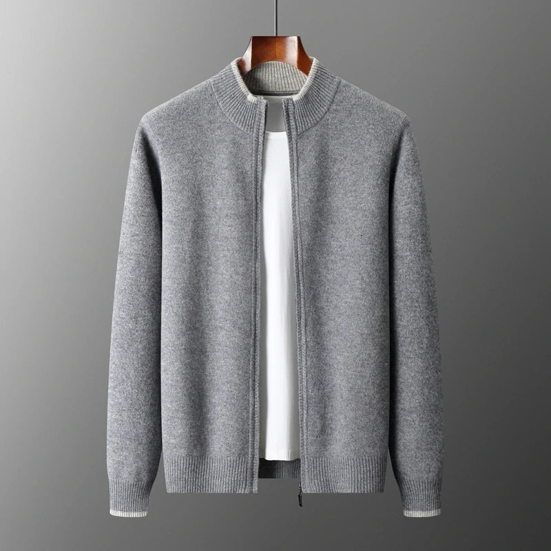 Men's Cashmere Zip Jacket Warm and Stylish - Perfect for Autumn