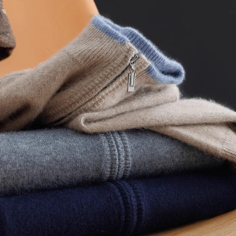 Men's Cashmere Zip Jacket Warm and Stylish - Perfect for Autumn