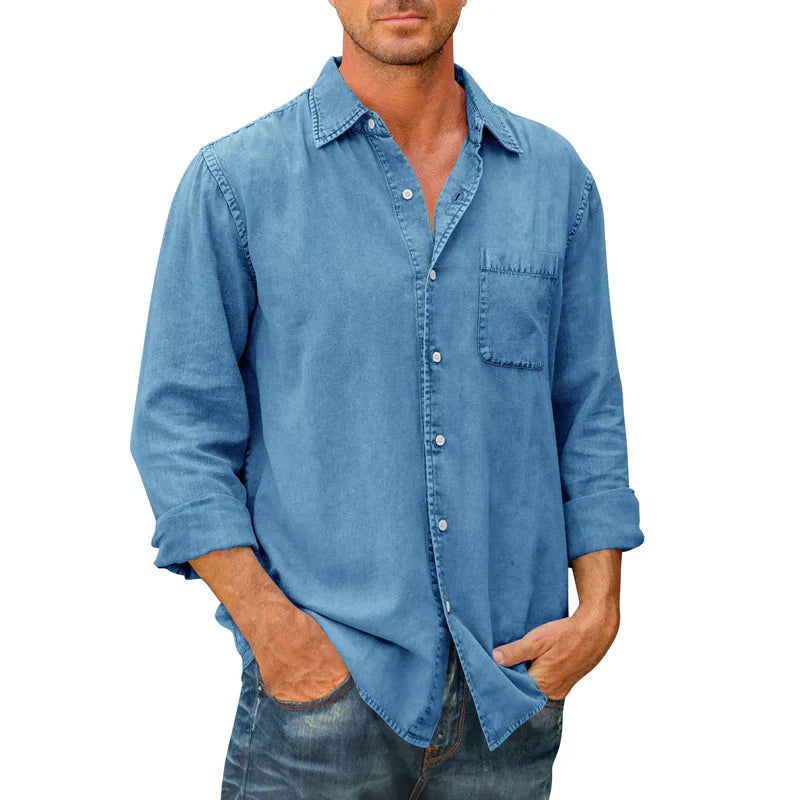 Men's Denim Long Sleeve Button Down Shirt