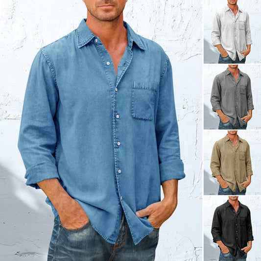 Men's Denim Long Sleeve Button Down Shirt