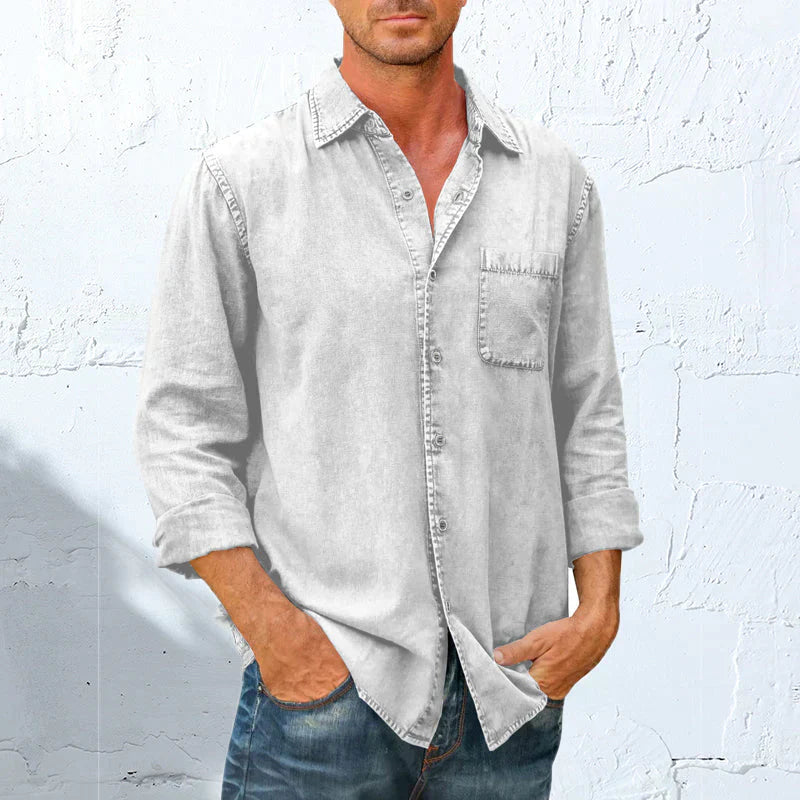 Men's Denim Long Sleeve Button Down Shirt