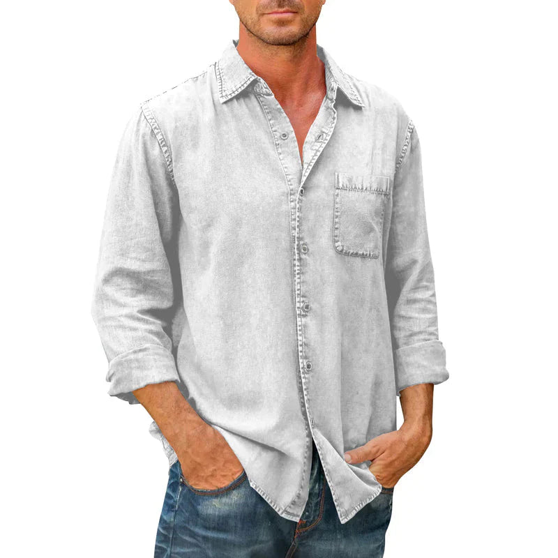 Men's Denim Long Sleeve Button Down Shirt
