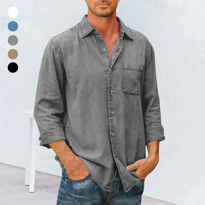 Men's Denim Long Sleeve Button Down Shirt