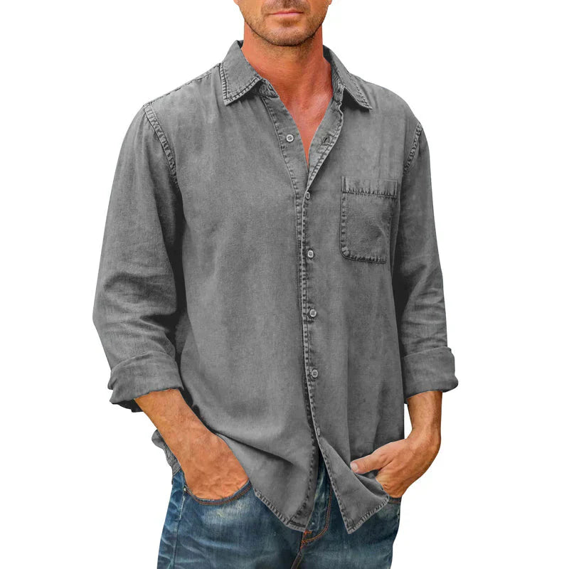 Men's Denim Long Sleeve Button Down Shirt