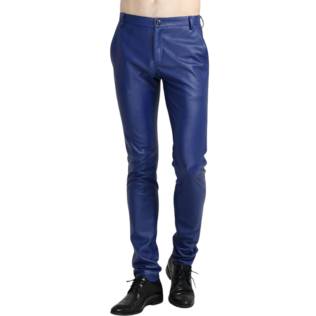 Men's Tapered Faux Leather Biker Trousers - Victor