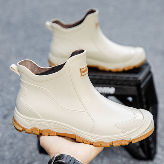 Men's Waterproof Rubber Boots with Slip-Resistant Sole and Flexible Entry Olvoria