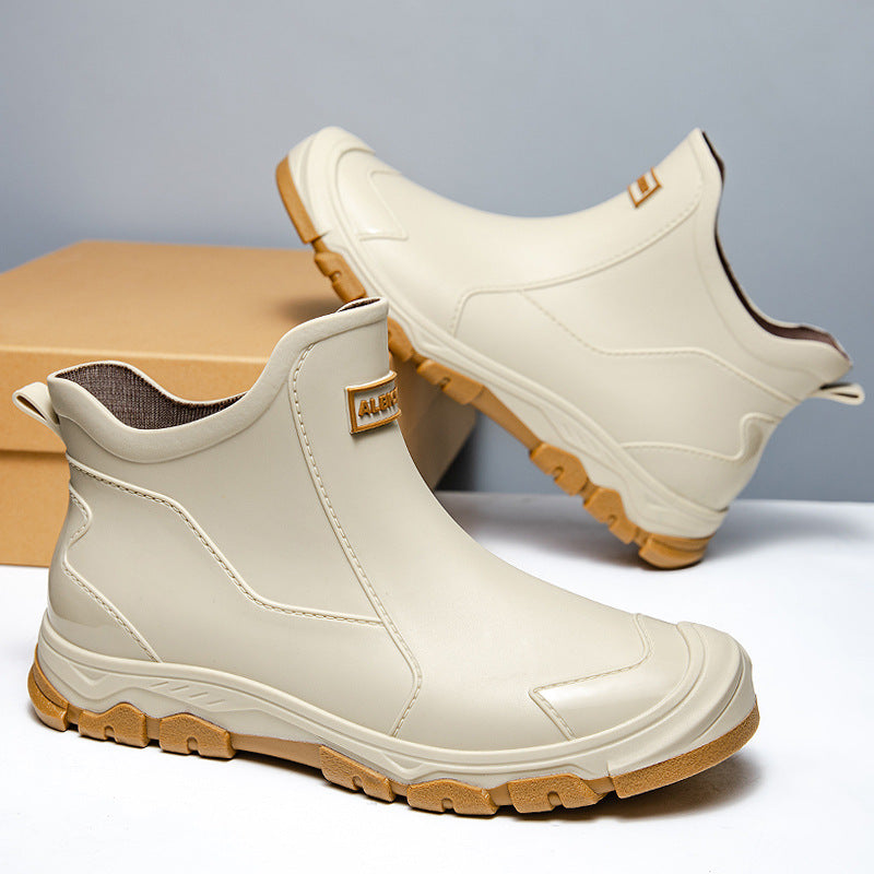 Men's Waterproof Rubber Boots with Slip-Resistant Sole and Flexible Entry Olvoria
