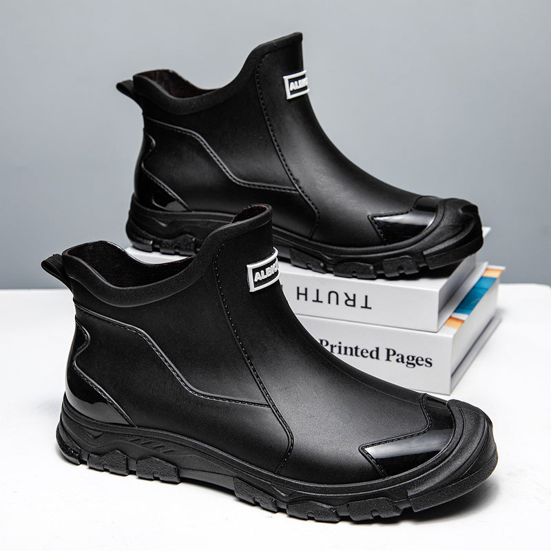 Men's Waterproof Rubber Boots with Slip-Resistant Sole and Flexible Entry Olvoria
