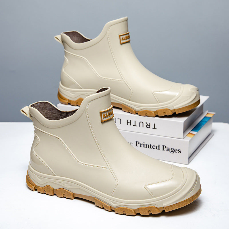 Men's Waterproof Rubber Boots with Slip-Resistant Sole and Flexible Entry Olvoria