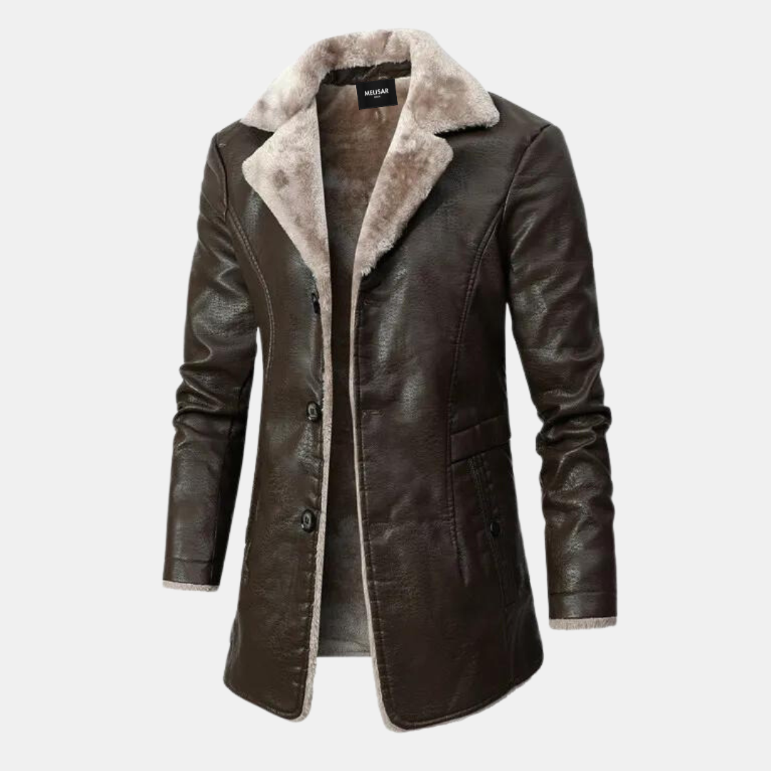 Men's Winter Leather Coat Elegant Leather