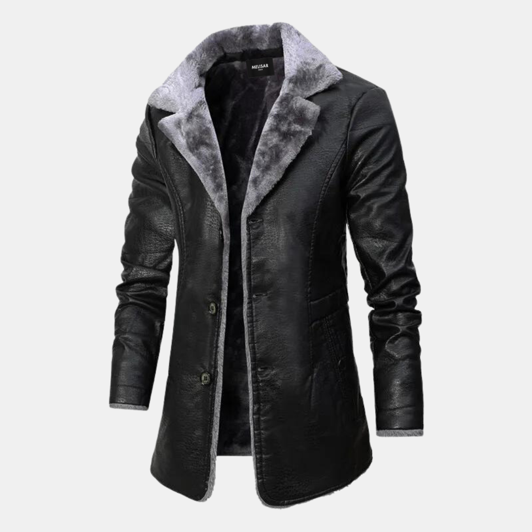 Men's Winter Leather Coat Elegant Leather