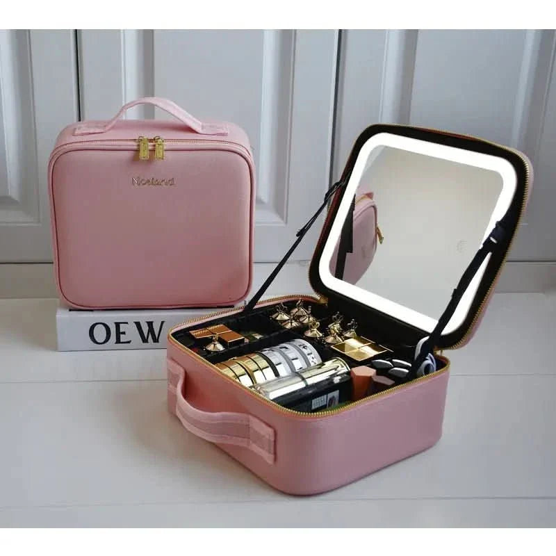 MIRRORGLAM – Portable Makeup Bag with LED Mirror for Perfect Styling