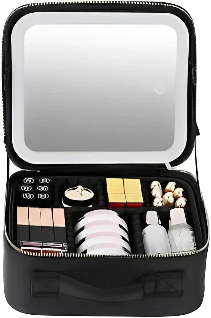 MIRRORGLAM – Portable Makeup Bag with LED Mirror for Perfect Styling