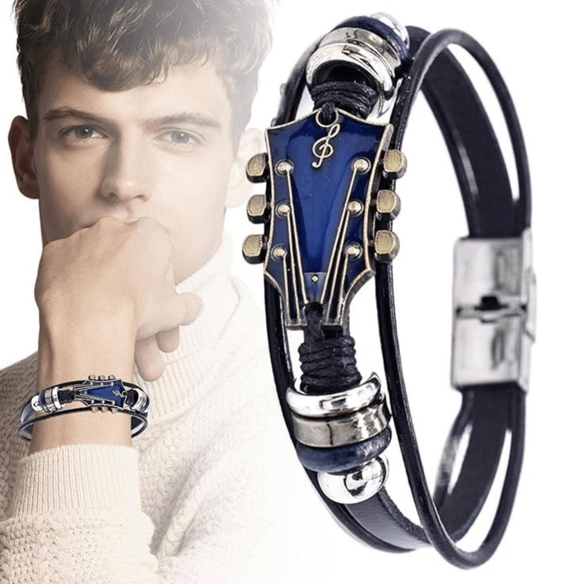 MUSIKSTRUM – Leather Bracelet with Guitar-Inspired Design