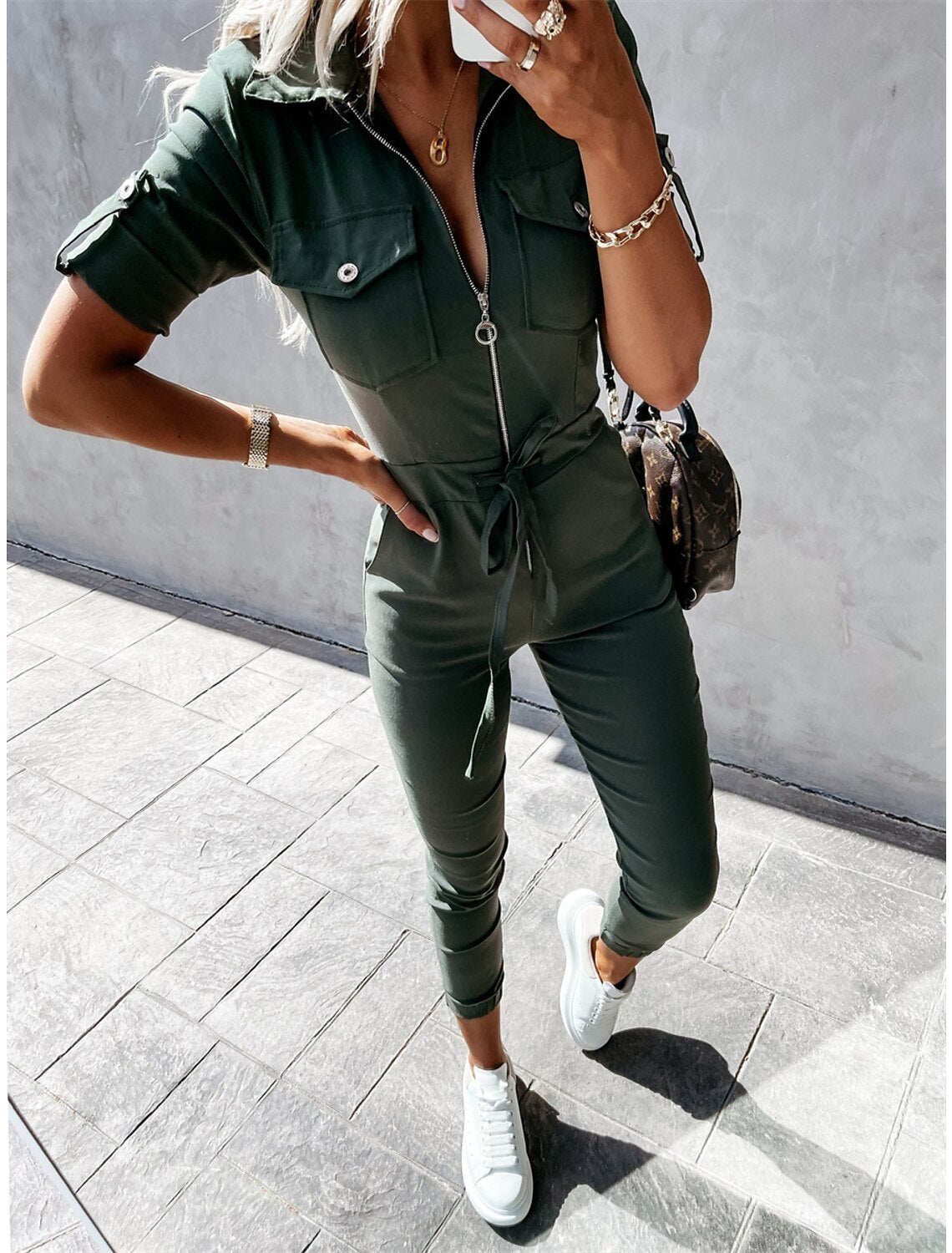 Nani - Women's Cargo Jumpsuit with Adjustable Belt