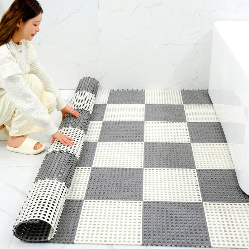 Non-Slip Bath Mat Set | Waterproof Rubber | Mold Resistant | 11.8" x 11.8" | Quick-Drying Safety