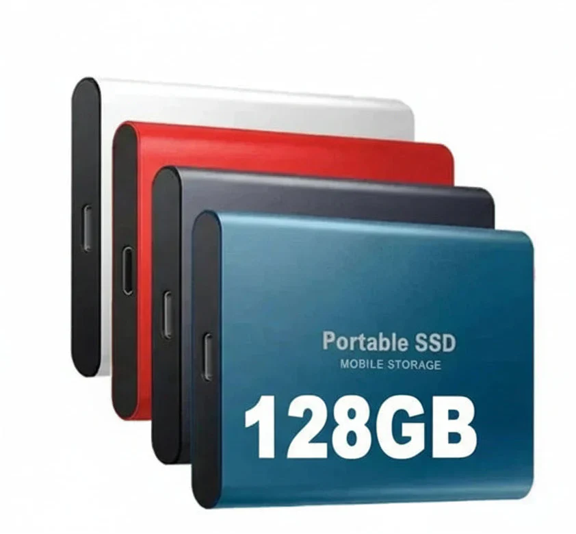 Olvoria | 128GB External SSD | USB 3.1 & USB-C High-Speed | NVMe M.2 Technology | Shockproof Aluminum Alloy Case | Plug & Play for PC, Mac & Mobile