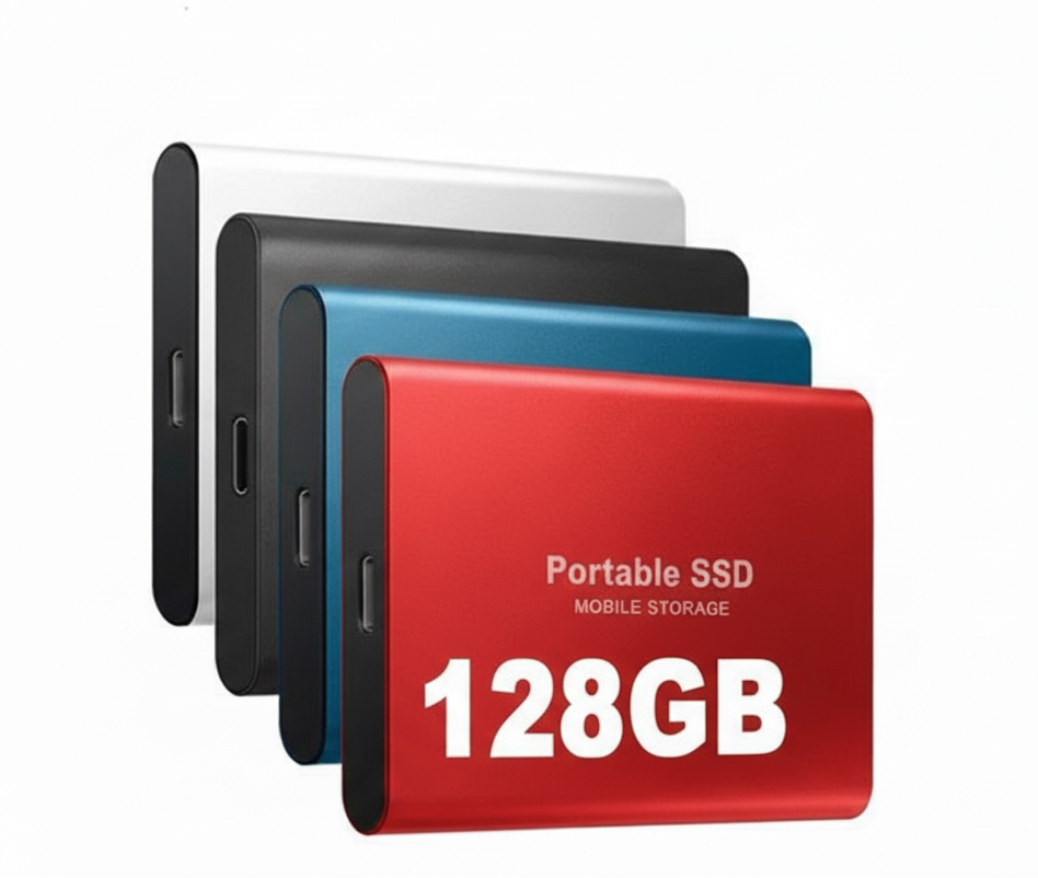 Olvoria | 128GB External SSD | USB 3.1 & USB-C High-Speed | NVMe M.2 Technology | Shockproof Aluminum Alloy Case | Plug & Play for PC, Mac & Mobile