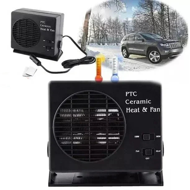 Olvoria | 12V Ceramic Car Heater Fan | 150W-300W | Portable Defroster with Automatic Thermostat