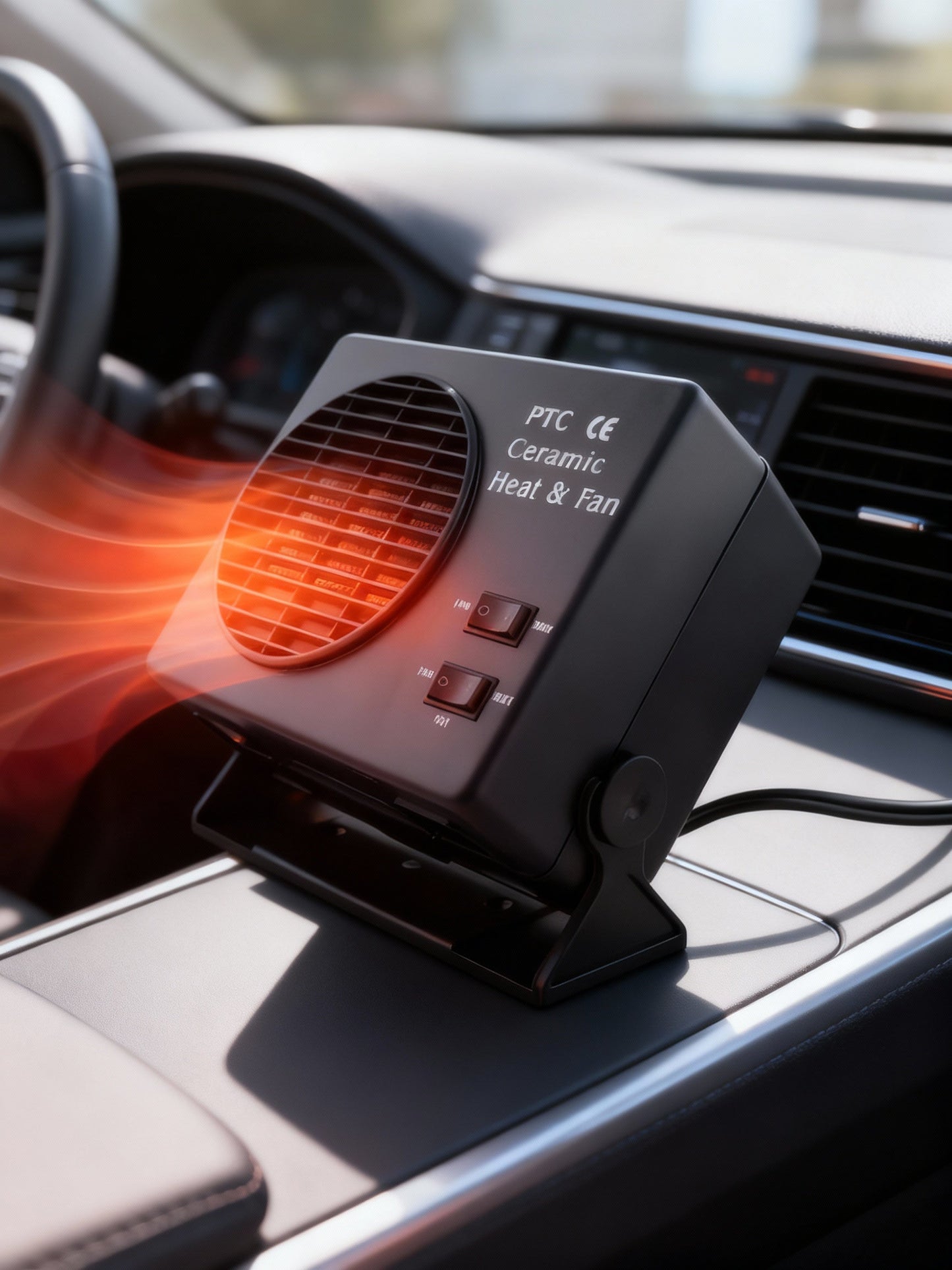 Olvoria | 12V Ceramic Car Heater Fan | 150W-300W | Portable Defroster with Automatic Thermostat