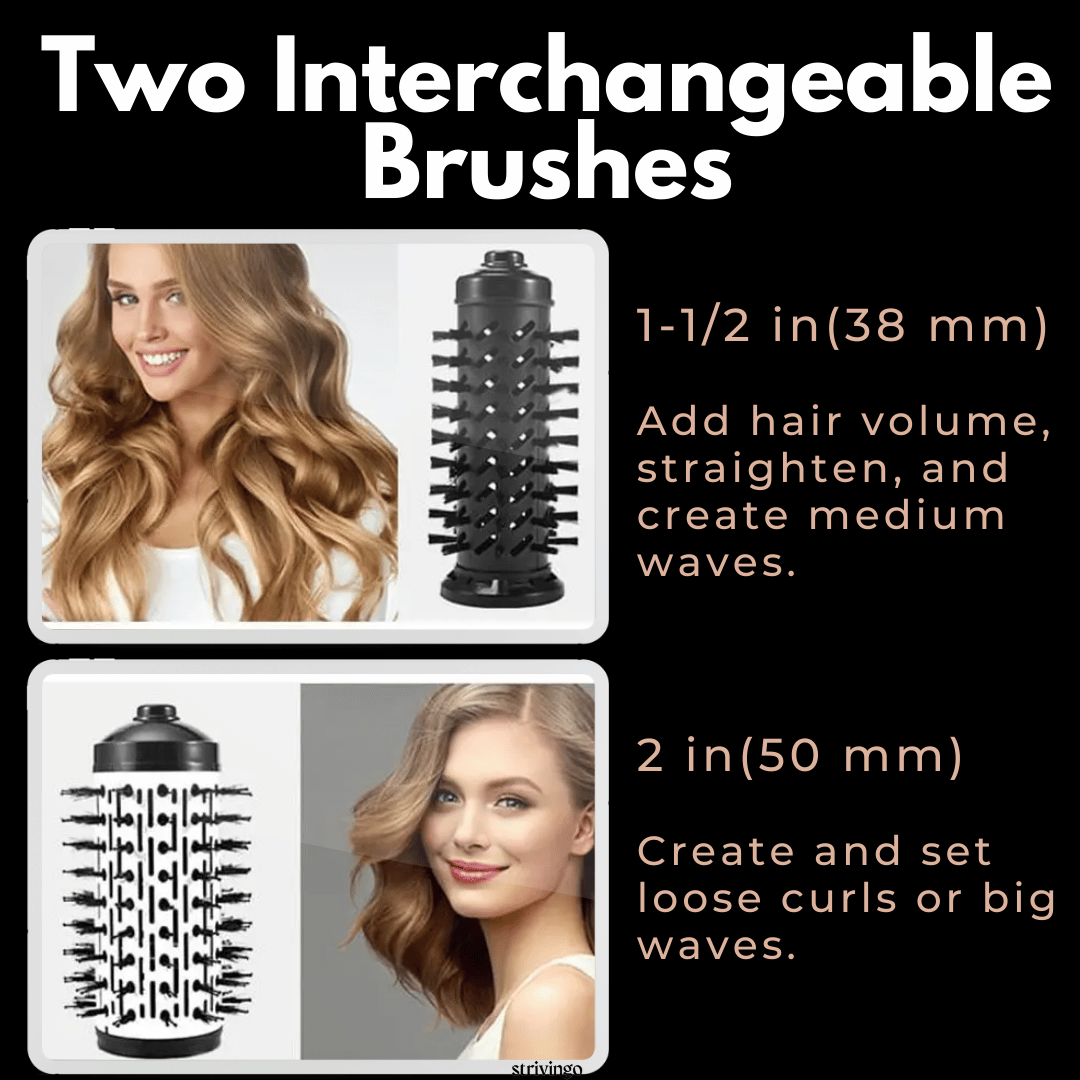 Olvoria | 3-in-1 Rotating Hair Dryer and Styler with Adjustable Temperature for Effortless Curls and Waves