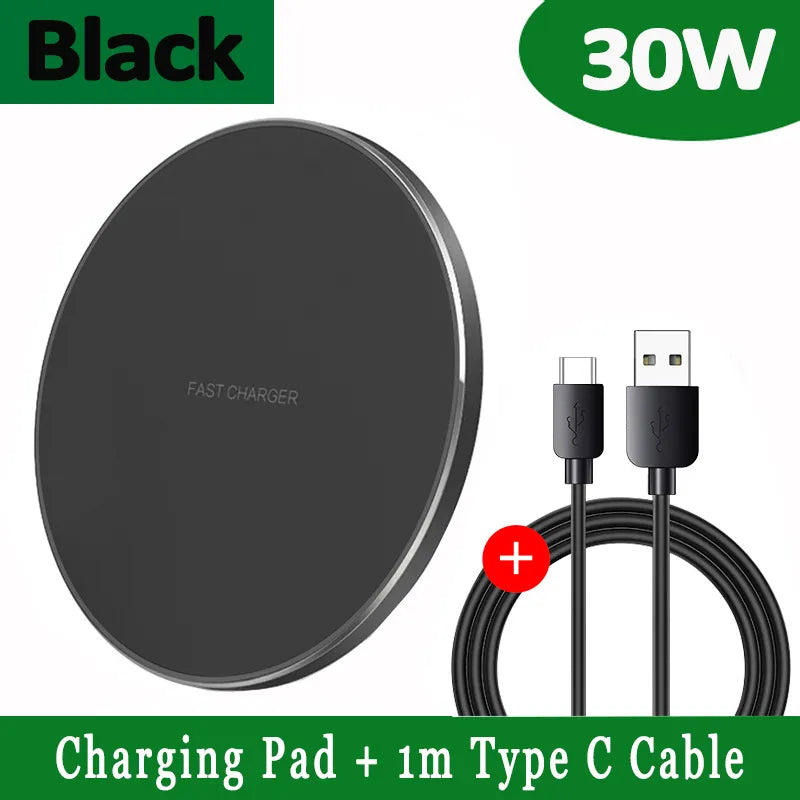Olvoria | 30W Fast Wireless Charging Pad | Premium USB C MagSafe Charger for Apple iPhone, Samsung & Android - Fast Wireless Charging Pad