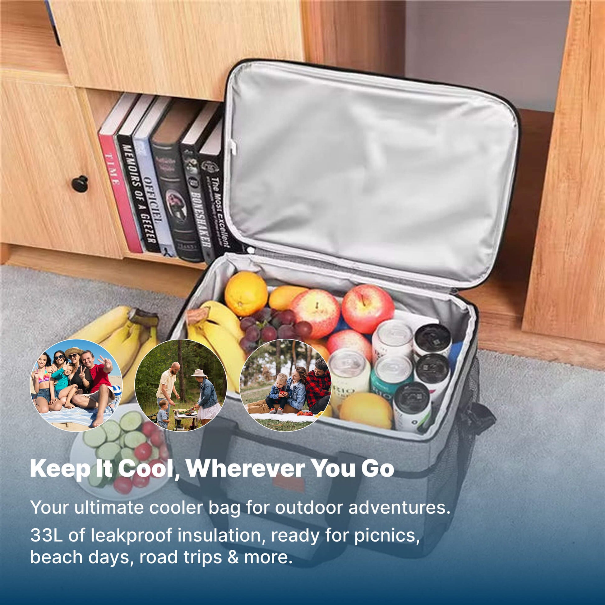 Olvoria | 33L Waterproof Cooler Bag | Insulated, Spacious & Ideal for Picnics, Beach Days, Hiking, and Outdoor Activities