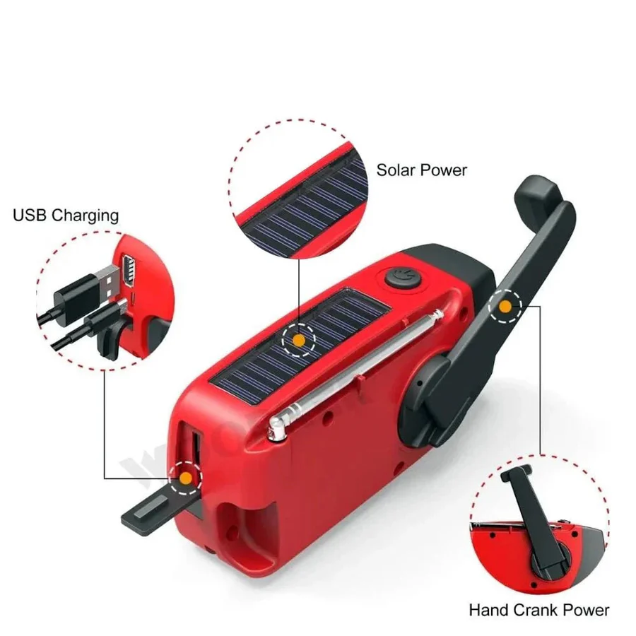 Olvoria | All in One Emergency Radio with Solar Energy and Power Bank