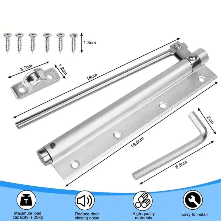 Olvoria | Automatic Door Closer – Stainless Steel, Quiet, Easy Installation