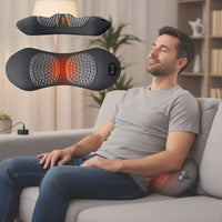 Olvoria | Appareil de massage pour le dos avec chaleur & vibration, soutien dorsal pour soulagement de la sciatique, douleurs lombaires & correction de posture – Thérapie 3-en-1 à domicile