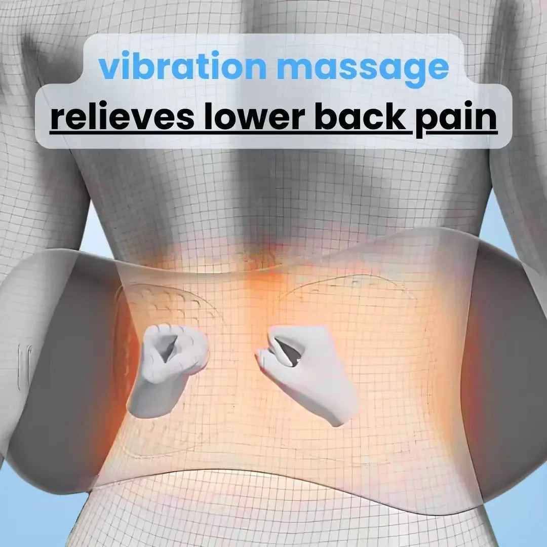 Olvoria | Back Pain Massager with Heat & Vibration, Back Support for Sciatica Relief, Lumbar Pain & Posture Correction – 3-in-1 Home Therapy