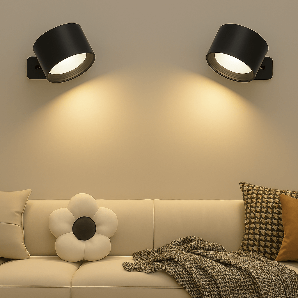 Olvoria | Battery-Powered Wall Lamp | Rechargeable, 360° Adjustable and Wireless for Bedrooms, Hallways, and Reading Corners