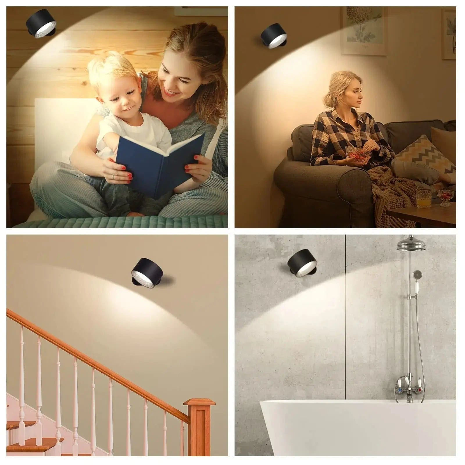 Olvoria | Battery-Powered Wall Lamp | Rechargeable, 360° Adjustable and Wireless for Bedrooms, Hallways, and Reading Corners