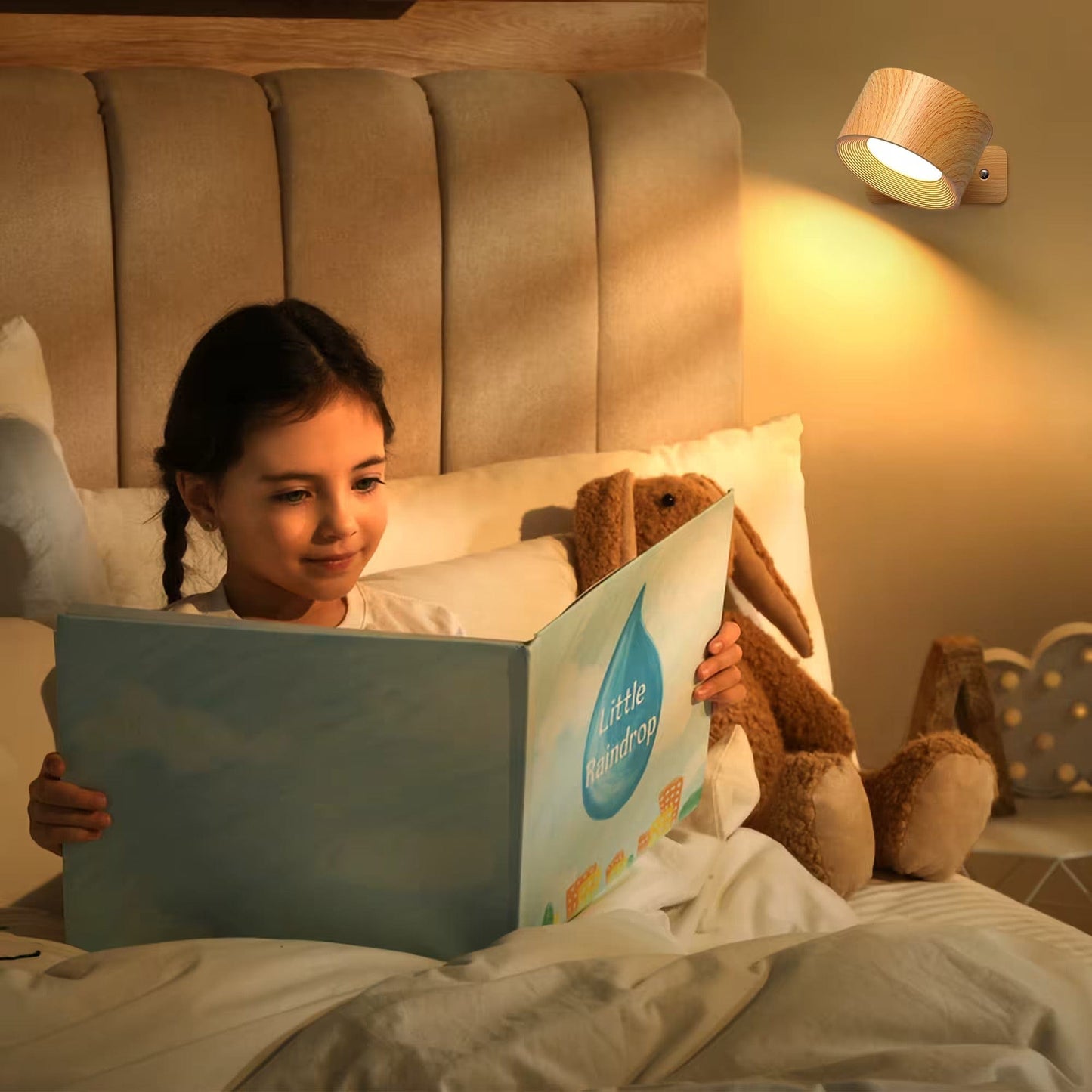 Olvoria | Battery-Powered Wall Lamp | Rechargeable, 360° Adjustable and Wireless for Bedrooms, Hallways, and Reading Corners