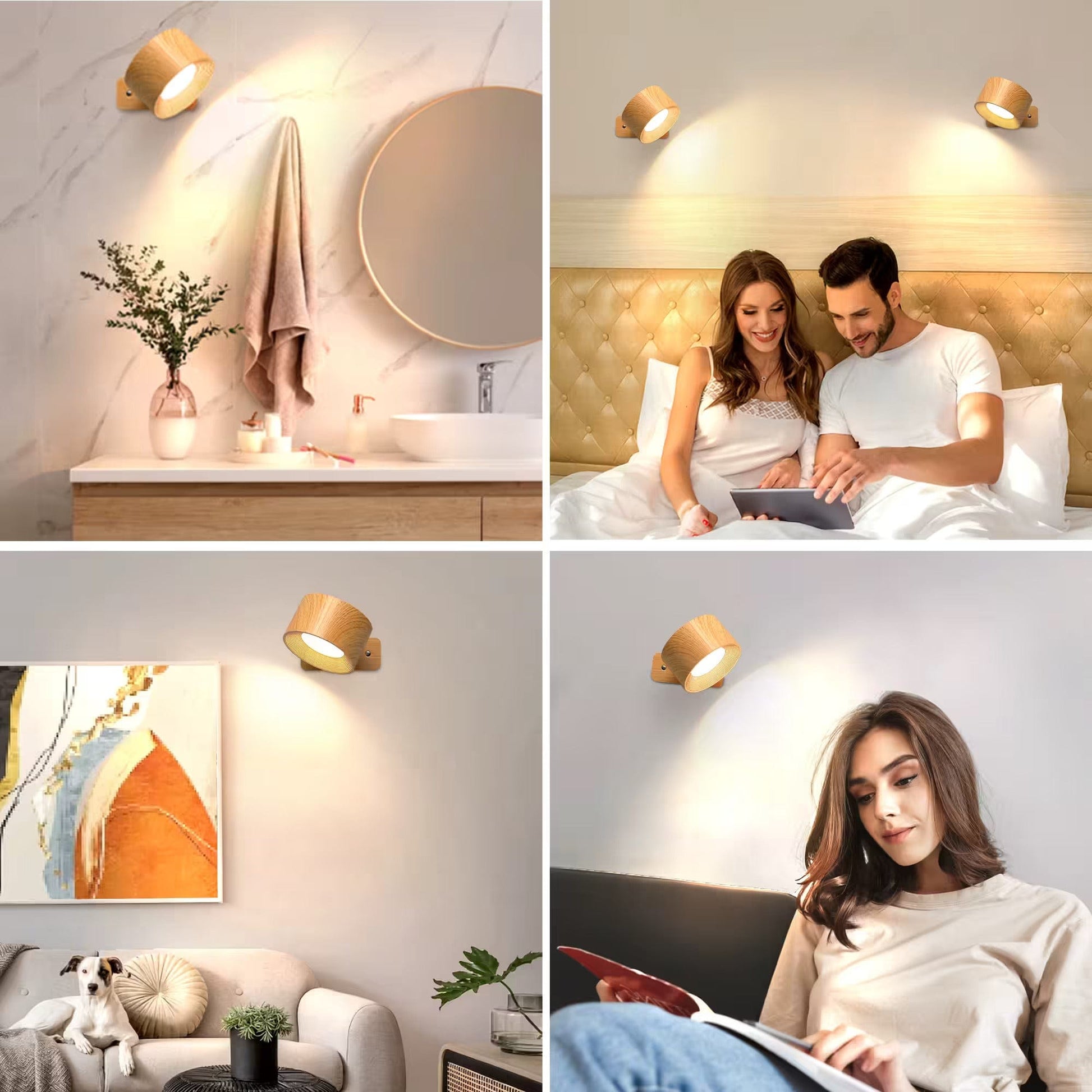 Olvoria | Battery-Powered Wall Lamp | Rechargeable, 360° Adjustable and Wireless for Bedrooms, Hallways, and Reading Corners