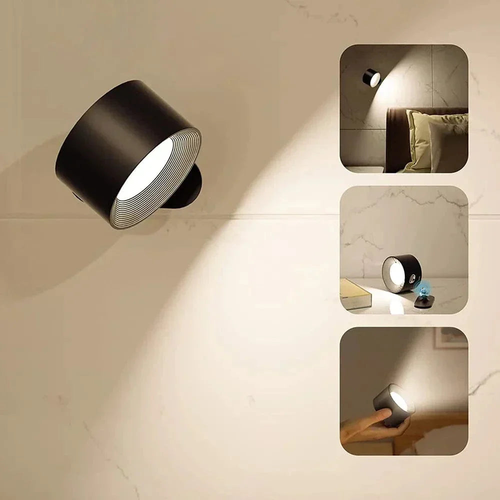 Olvoria | Battery-Powered Wall Lamp | Rechargeable, 360° Adjustable and Wireless for Bedrooms, Hallways, and Reading Corners