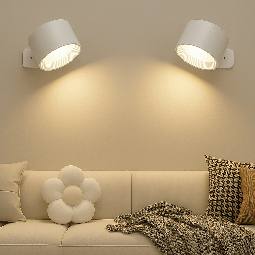 Olvoria | Battery-Powered Wall Lamp | Rechargeable, 360° Adjustable and Wireless for Bedrooms, Hallways, and Reading Corners