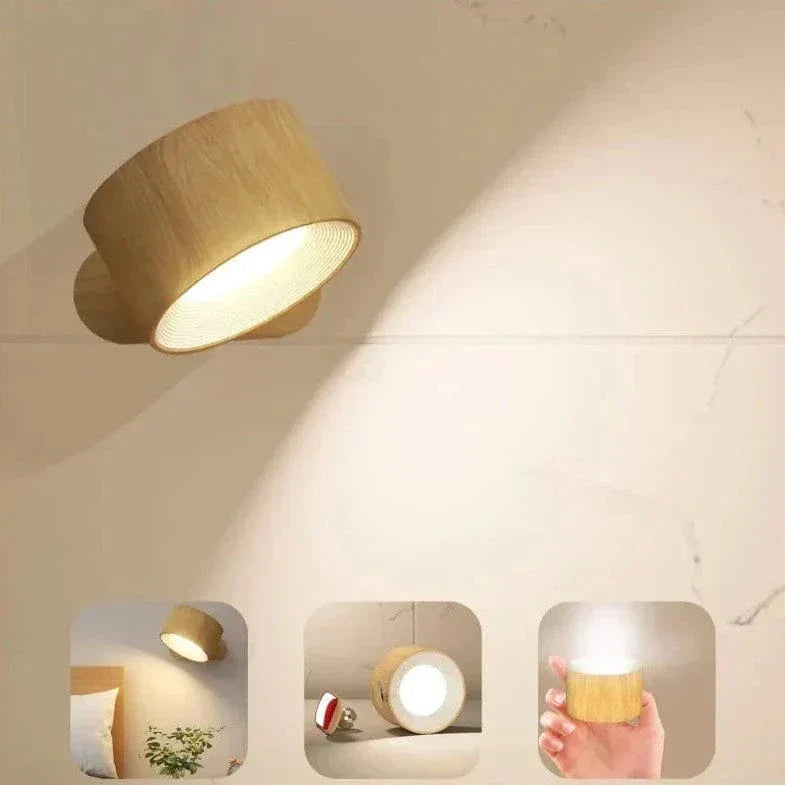 Olvoria | Battery-Powered Wall Lamp | Rechargeable, 360° Adjustable and Wireless for Bedrooms, Hallways, and Reading Corners