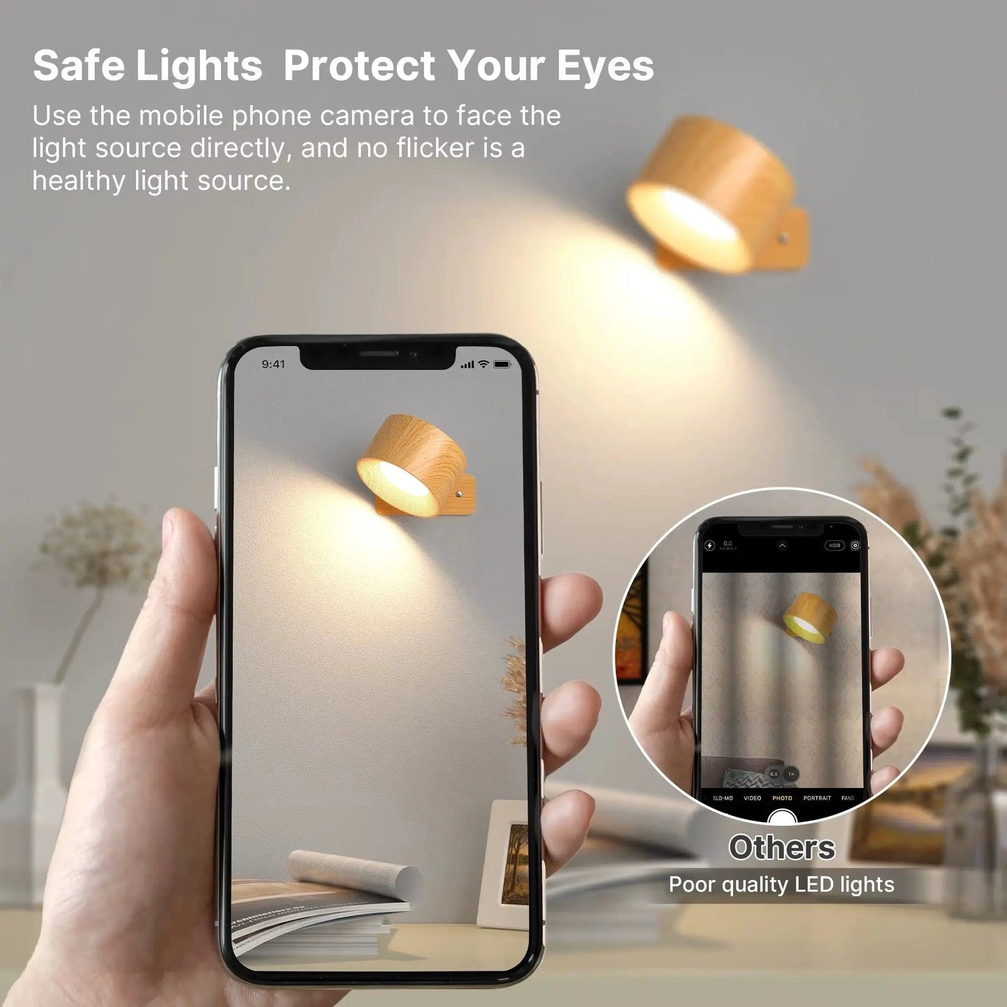 Olvoria | Battery-Powered Wall Lamp | Rechargeable, 360° Adjustable and Wireless for Bedrooms, Hallways, and Reading Corners