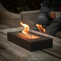 Olvoria | Cheminée de table au bioéthanol – Avec verre de protection, intérieur et extérieur