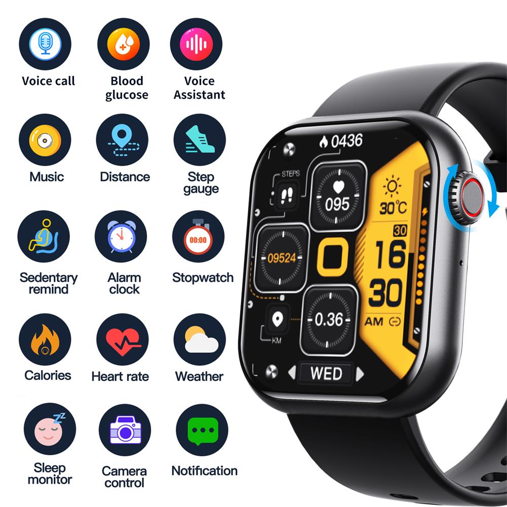 Olvoria | Blood Glucose Blood Pressure Blood Oxygen Sleep Monitor Waterproof Smartwatch