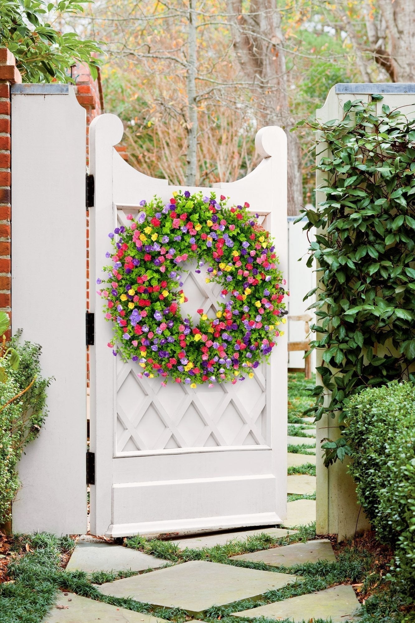 Olvoria | BloomWreath Spring & Summer Front Door Wreath | Handmade Floral Grapevine Accent