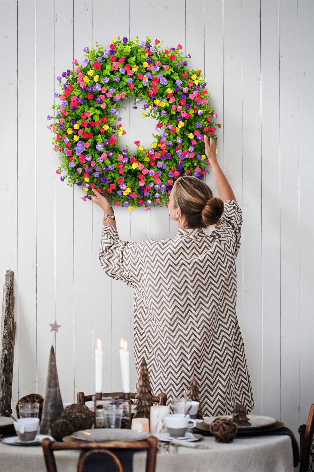 Olvoria | BloomWreath Spring & Summer Front Door Wreath | Handmade Floral Grapevine Accent