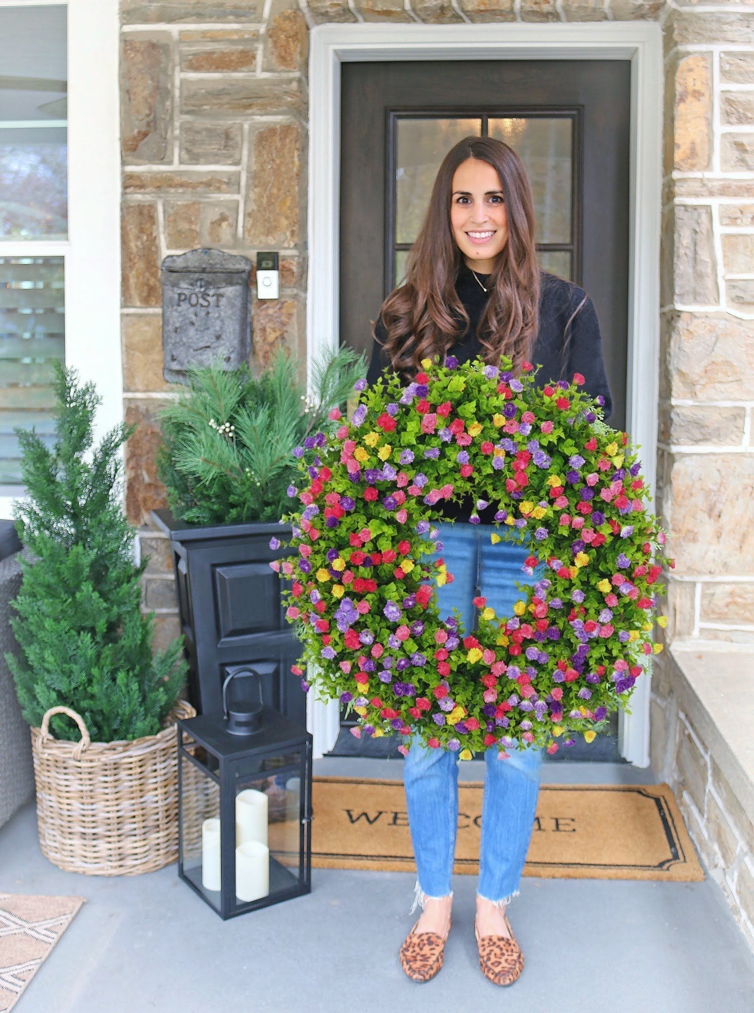 Olvoria | BloomWreath Spring & Summer Front Door Wreath | Handmade Floral Grapevine Accent