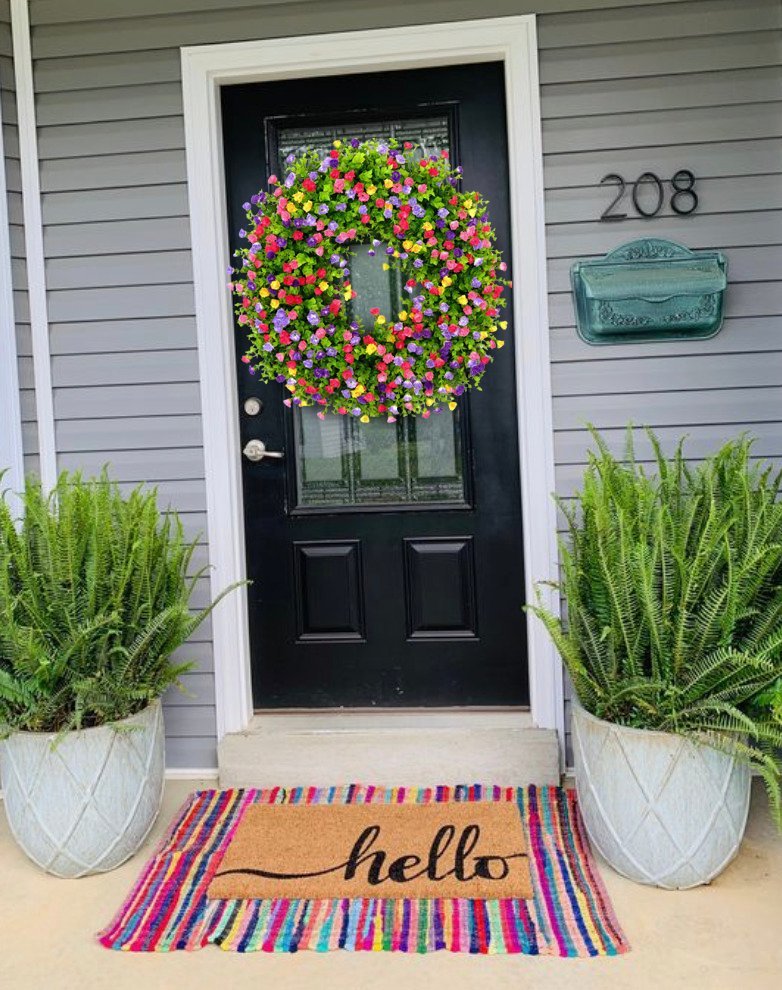 Olvoria | BloomWreath Spring & Summer Front Door Wreath | Handmade Floral Grapevine Accent