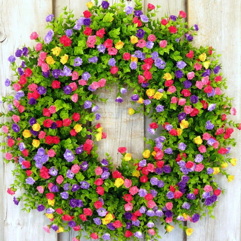 Olvoria | BloomWreath Spring & Summer Front Door Wreath | Handmade Floral Grapevine Accent
