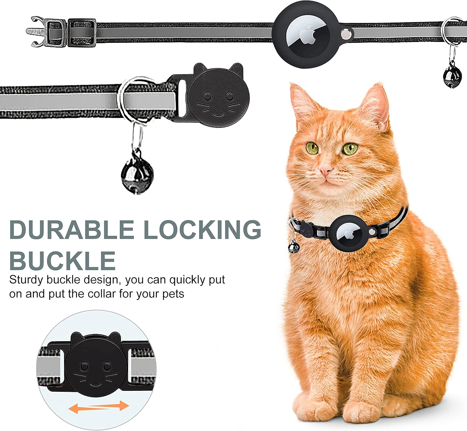 Olvoria | Cat GPS Tracking Collar | Quick Release Lock, Reflective Design & Durable for Outdoor Safety Adventures