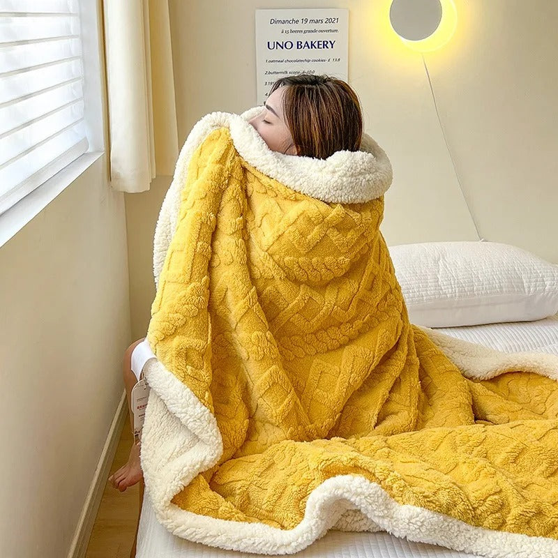 Olvoria | Cozy Plush Sherpa Blanket with Textured Pattern